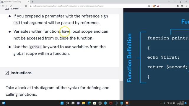 Review of PHP Functions, Intro to PHP Functions, Review, Create a PHP Function, Invoke a Function