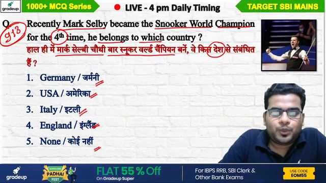 SBI Clerk 2021 Mains | Most Expected Questions | Day 44 | General Awareness | Ankit Gupta | Gradeup