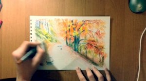 Speed Drawing/Timelapse: Beautiful Autumn Landscape / Красивый осенний пейзаж