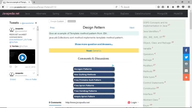 Give an example of Template method pattern from JDK.
| javapedia.net смотреть онлайн