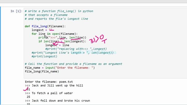 File Handling in Python Class 12 programs with output | filename and reports the file's longest lin