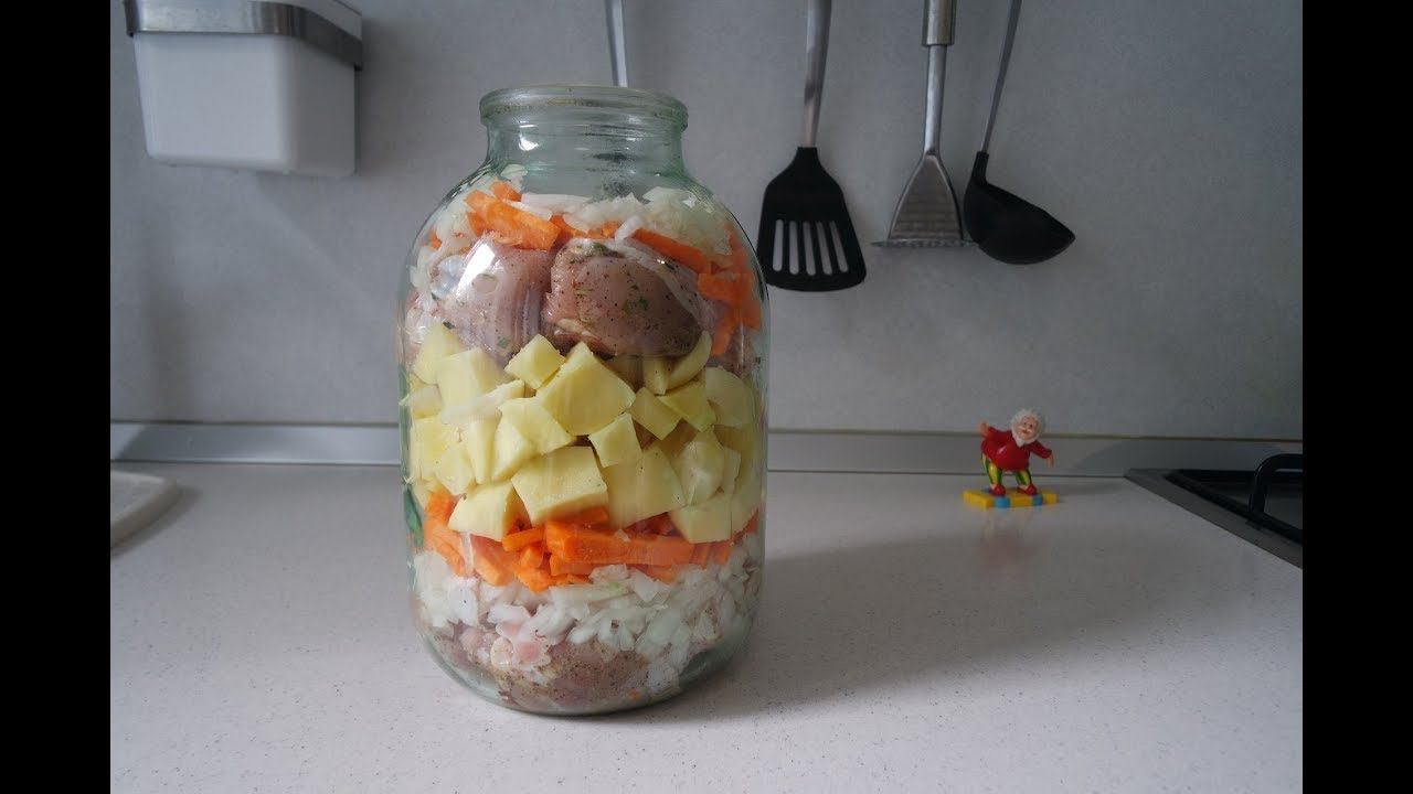 Курица в банке в духовке. смотреть онлайн