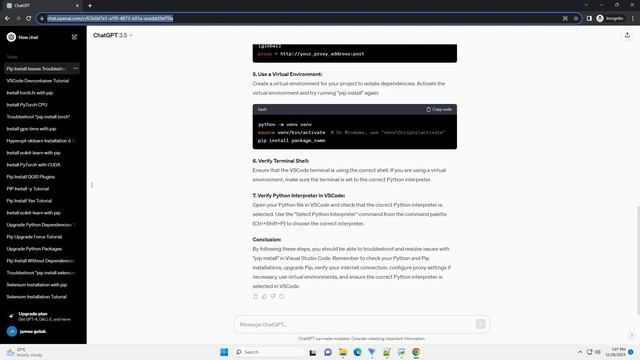 pip install doesn t work vscode