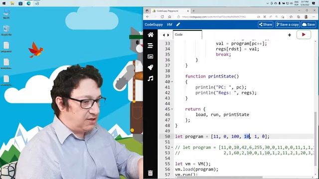 Implement a CPU emulator (a virtual machine) in JavaScript