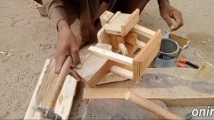 amazing work to make mini tractor trolley frisha from wood !diy wooden tractors