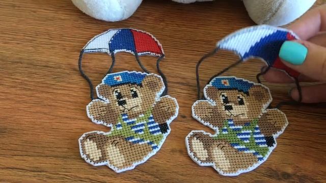 За ВДВ! Вышивка крестом. Магнитик Десантник смотреть онлайн