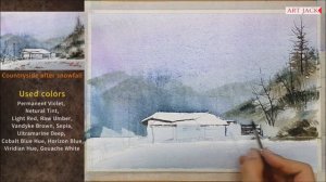 Watercolor tutorial | Snow scenes that beginners easily draw | Countryside after snowfall [ART JACK