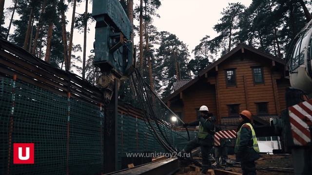 Снос дома, укрепление стен котлована, разработка котлована для строительства дома в Барвихе смотреть онлайн