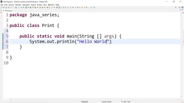 Printing Hello World in Java