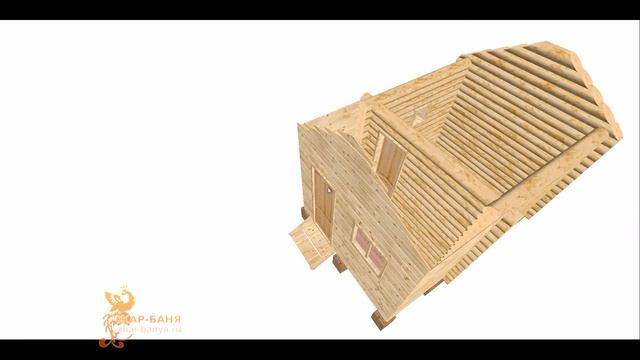 ПРОЕКТ БАНИ 3х3 "В чашу" с каркасным предбанником / "Жар - Баня"