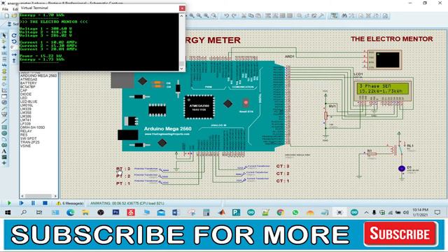 How To Make 3 Phase Smart Energy Meter Using Arduino |  Proteus Simulation Project