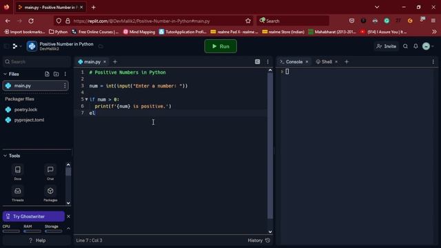 Positive Numbers in Python #dev_code #pythonprogramming