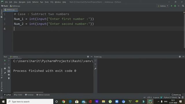 Subtracting two numbers in Python