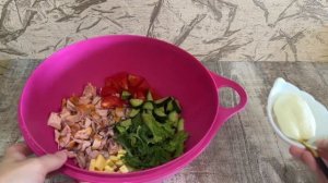 Салат малибу. Салат с копченой курицей. Salad with smoked chicken