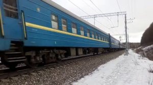 Электровоз ЧС7-051 с поездом№073А Москва-Львов перегон Нара-Латышская 18.03.2016