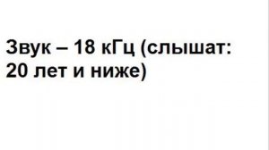 Звук -- 18 кГц слышат 20 лет и ниже