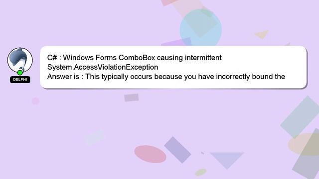 C# : Windows Forms ComboBox causing intermittent System.AccessViolationException смотреть онлайн