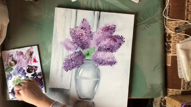 Сирень в стеклянной вазе (ускоренно)oil painting смотреть онлайн