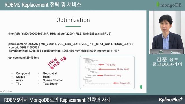 RDBMS에서 MongoDB로의 Replacement 전략과 사례 | 몽고DB코리아 김준 상무 смотреть онлайн