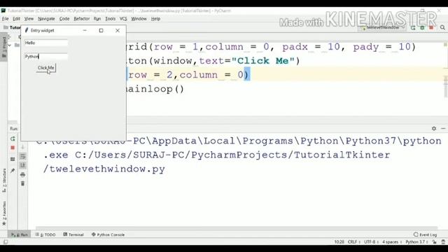 #12 Tkinter Tutorial | Entry | Entry Python | Entry Tkinter | Get Method Entry Python | GUI Python