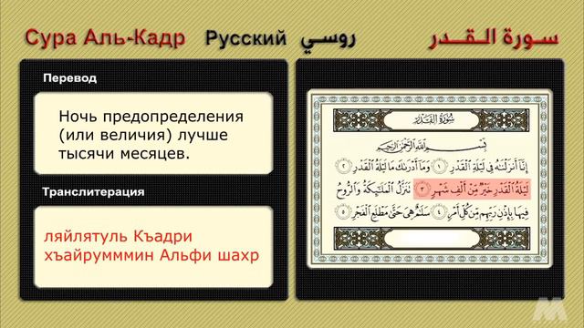 Сура Аль - Кадр / Предопределение / Ночь Могущества смотреть онлайн