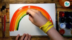 Как нарисовать РАДУГУ красками Простые рисунки красками Урок рисования для детей