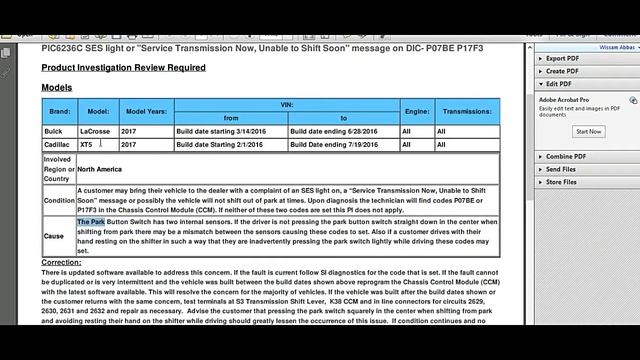 Cadillac XT5 Service Transmission Now, Unable to Shift Soon DTC P07BE