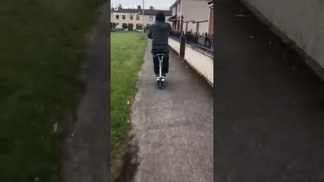 crackhead falls off scooter in Dublin