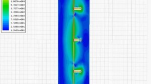 Антенна Франклина, 4-е элемента, F-1090 МГц. Анимация электрического поля.