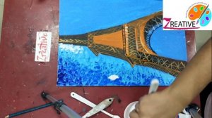 KNIFE PAINTING FOR BEGINNERS! PALETTE KNIFE PAINTING TUTORIAL EIFFEL TOWER  PARIS