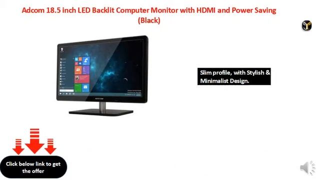 Adcom 18.5 inch LED Backlit Computer Monitor with HDMI and Power Saving (Black) смотреть онлайн