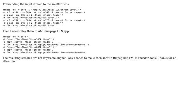 ffmpeg transcoding and HLS