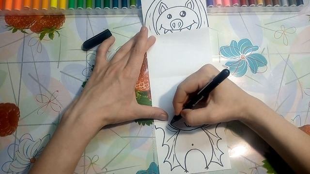 Летучая мышка.Игрушка-гормошка. Легкие рисунки-сможет каждый! Легко и просто! АНТИСТРЕСС.