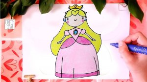 Как нарисовать принцессу Пич | Как нарисовать игру Супер Марио | Няня Уля