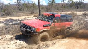 Toyota Hilux surf 2.4td import in the mud at mount louisa track