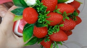 мыловарение/мыльный букет/букет из роз и клубники/обзор букета из мыла