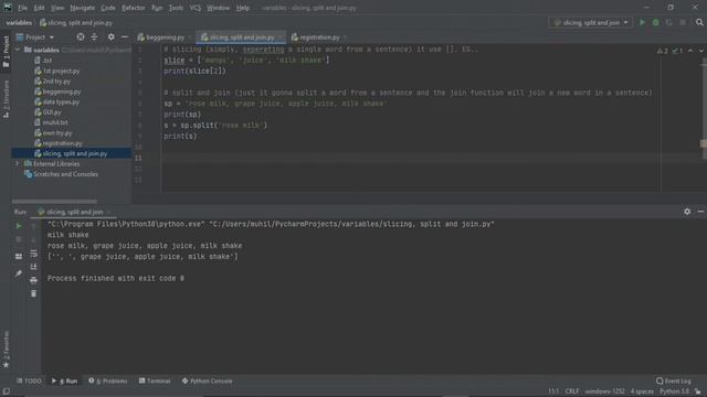 Python series 10 | Slicing, Split and join, Dictionaries and strings | Muhil Raj | 2020 •