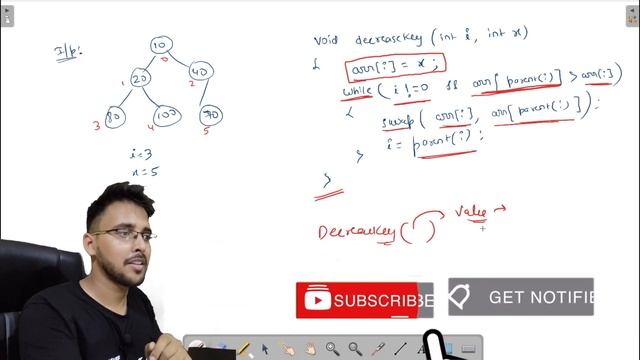 Delete key in heap | Decrease key operation in heap data structure ❤️ Heap Algorithms Hindi Prince