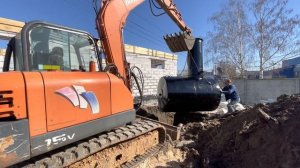 Установка бочки - емкости под септик
