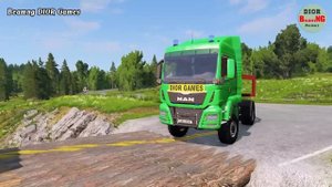 Double Flatbed Trailer Truck vs speed bumps|Busses vs speed bumps|Beamng Drive|464