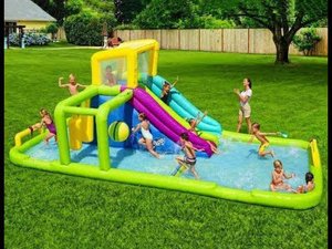 Надувной аквапарк Splash Course с двойной горкой и полосой препятствий, 710x310x265 см 53387