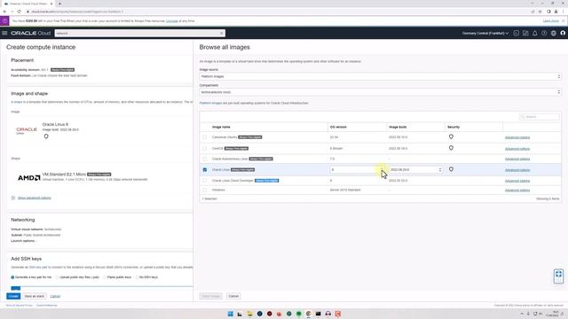 OCI: Instance erstellen mit Oracle Linux 9