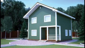 Каркасный дом 8х8 м по проекту «Васкелово» 3D проект.