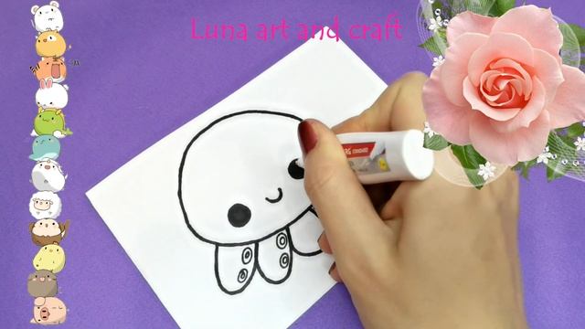 Простые рисунки для детей Как нарисовать осьминожку Рисунки для срисовки осьминог смотреть онлайн