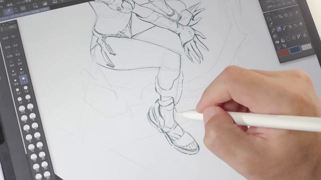 drawing on iPad :ポーズのラフスケッチとキャラクターデザイン смотреть онлайн