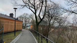 Stockholm City Library and old Observatorium. Stadsbiblioteket. Virtual walk, 4k, natural sound.