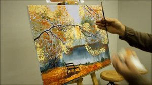 Пишем маслом осень в студии. Мастер класс по масляной живописи.