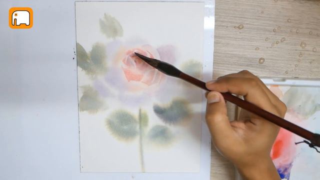 ENGLISH ROSE WITHOUT DRAWING Watercolor Demonstraion tutorial Watercolor painting for beginner смотреть онлайн