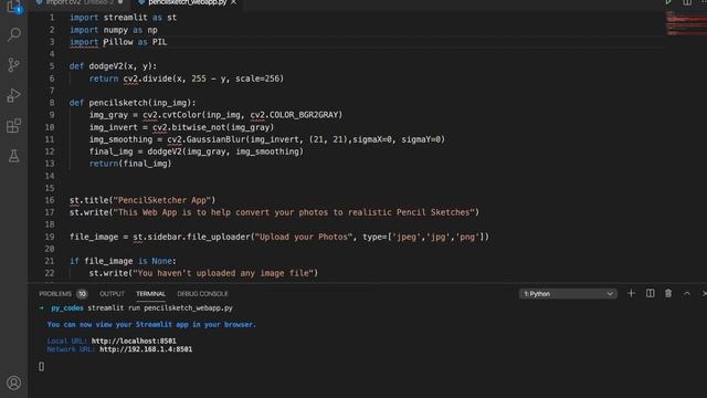 Create ML/AI Web App with Python and Streamlit - PencilSketcher App