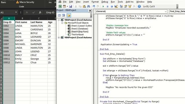 Excel Automated Form Add Update and Delete Record Part 2 смотреть онлайн